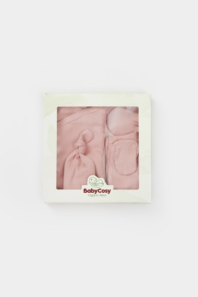 Cutie 4 piese pentru nou nascut - 100% bumbac organic - Verde pal, BabyCosy
